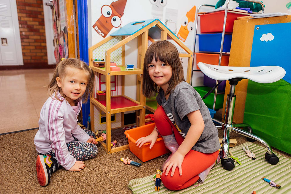 Two preschool girls at Blessed Sacrament Catholic School in Denver, CO