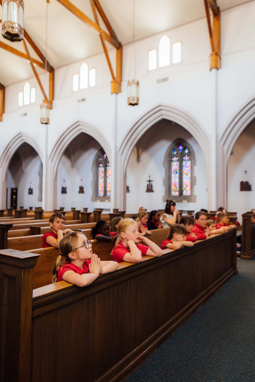 Children kneeling at Blessed Sacrament Church